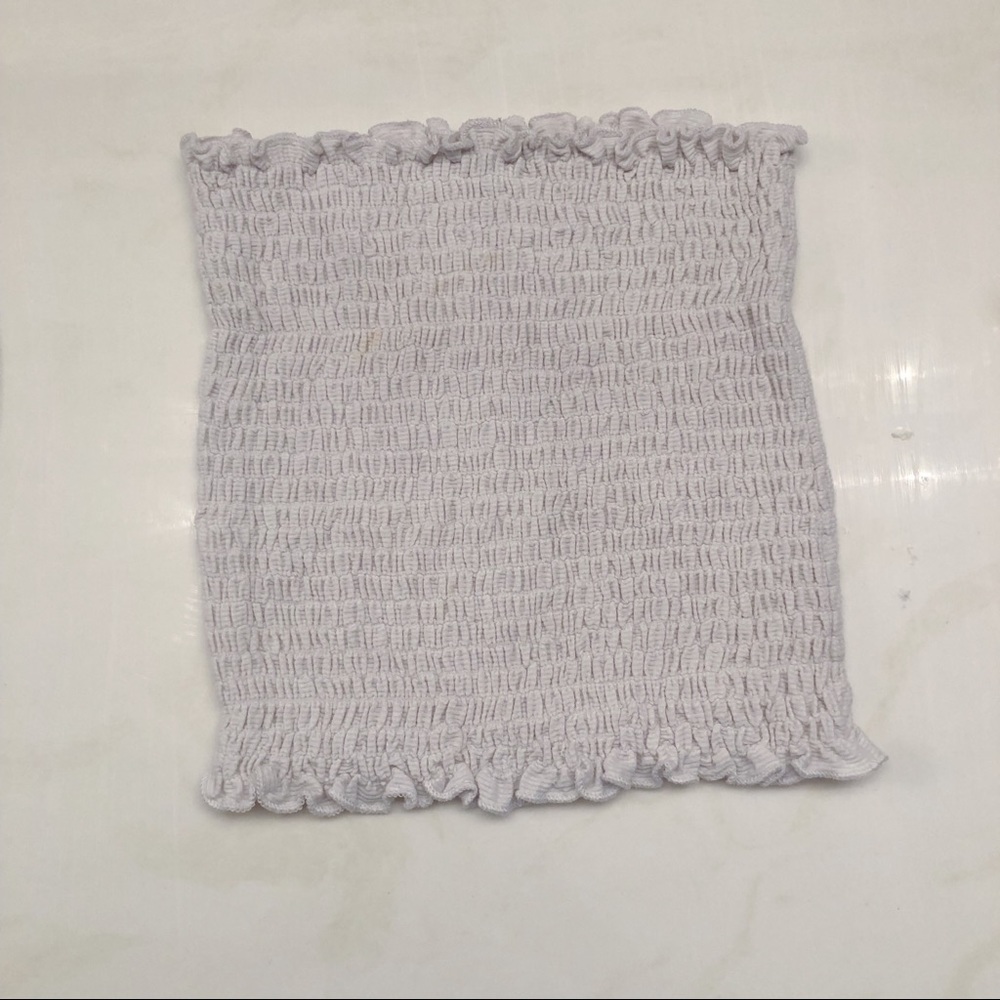 white ruched scrunchie tube top brandy melville